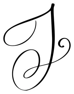 Hand drawn vector calligraphy letter capital J. Script font logo initials Stock Illustration