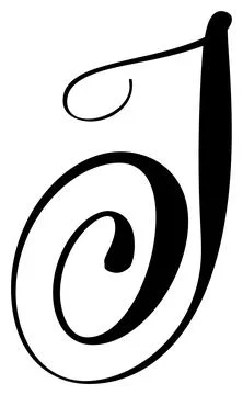 Hand drawn vector calligraphy letter capital J. Script font logo initials Illustrazione stock