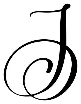 Hand drawn vector calligraphy letter J. Script capital font logo. Handwritten Stock Illustration