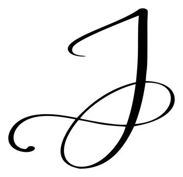 Hand drawn vector calligraphy letter capital J. Script font logo initials 스톡 일러스트