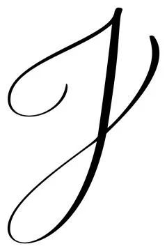 Hand drawn vector calligraphy letter capital J. Script font logo initials Stock Illustration