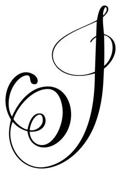 Hand drawn vector calligraphy letter J. Script capital font logo. Handwritten 스톡 일러스트