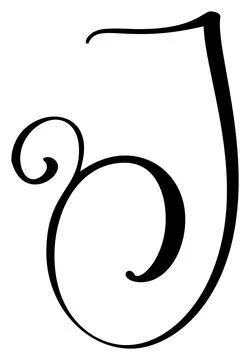 Hand drawn vector calligraphy letter capital J. Script font logo initials Illustrazione stock