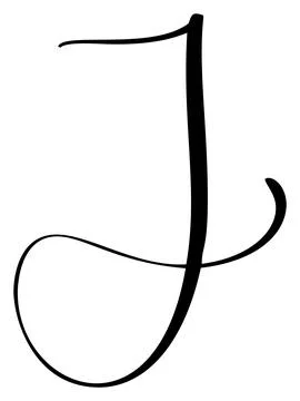 Hand drawn vector calligraphy letter capital J. Script font logo initials Illustrazione stock
