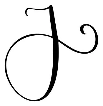 Hand drawn vector calligraphy letter J. Script capital font logo. Handwritten Illustrazione stock