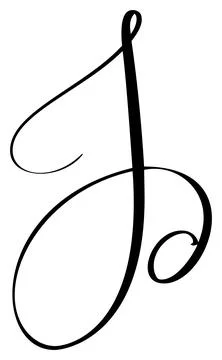 Hand drawn vector calligraphy letter J. Script capital font logo. Handwritten Illustrazione stock