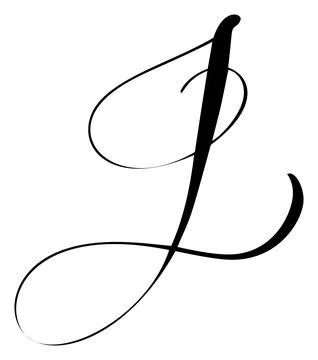 Hand drawn vector calligraphy letter capital J. Script font logo initials Stock Illustration