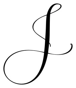 Hand drawn vector calligraphy letter J. Script capital font logo. Handwritten Stock Illustration