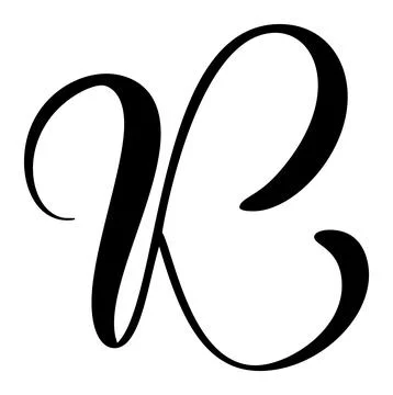Hand drawn vector calligraphy letter K. Script capital font logo. Handwritten Illustrazione stock