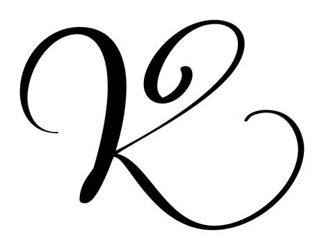 Hand drawn vector calligraphy letter capital K. Script font logo initials 스톡 일러스트