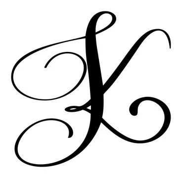 Hand drawn vector calligraphy letter capital K. Script font logo initials Illustrazione stock