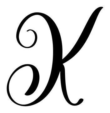 Hand drawn vector calligraphy letter K. Script capital font logo. Handwritten Illustrazione stock