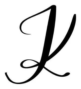 Hand drawn vector calligraphy letter K. Script capital font logo. Handwritten Illustrazione stock