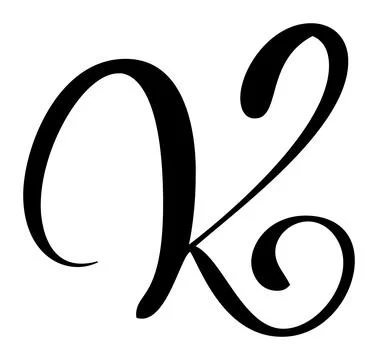Hand drawn vector calligraphy letter capital K. Script font logo initials Illustrazione stock