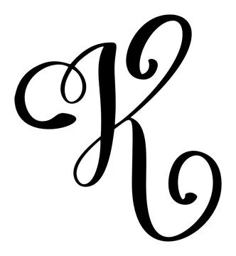 Hand drawn vector calligraphy letter capital K. Script font logo initials Stockillustratie