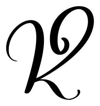 Hand drawn vector calligraphy letter K. Script capital font logo. Handwritten Illustrazione stock