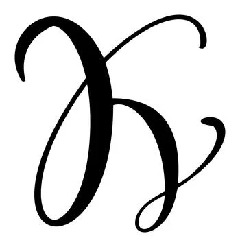 Hand drawn vector calligraphy letter capital K. Script font logo initials Stock Illustration
