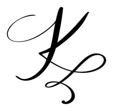 Hand drawn vector calligraphy letter K. Script capital font logo. Handwritten Illustrazione stock