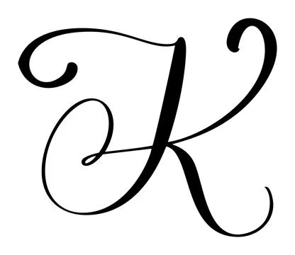 Hand drawn vector calligraphy letter capital K. Script font logo initials Stock Illustration