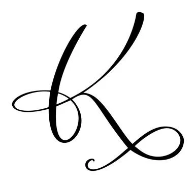 Hand drawn vector calligraphy letter K. Script capital font logo. Handwritten Illustrazione stock