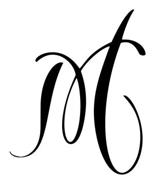 Hand drawn vector calligraphy letter M. Script capital font logo. Handwritten Stock Illustration