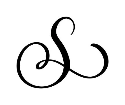 Hand drawn vector calligraphy letter S. Script capital font logo. style flourish Illustrazione stock