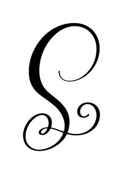 Hand drawn vector calligraphy letter S. Script capital font logo. Handwritten Illustrazione stock