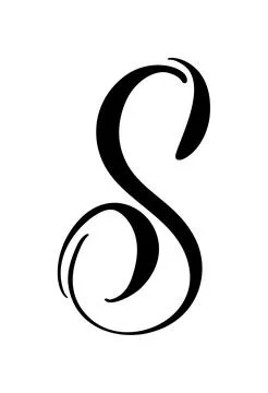 Hand drawn vector calligraphy letter S. Script capital font logo. style flourish Stock Illustration
