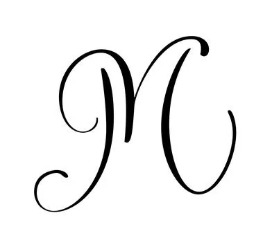 Hand drawn vector calligraphy letter M. Script capital font logo. flourish style イラスト素材
