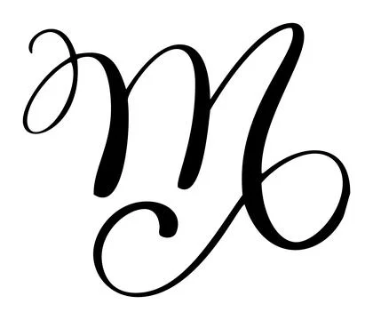 Hand drawn vector calligraphy letter M. Script capital font logo. style Illustrazione stock