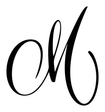 Hand drawn vector calligraphy letter M. Script capital font logo. style brush Illustrazione stock