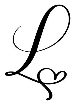 Hand drawn vector calligraphy letter L with heart. Script capital font logo Stockillustratie