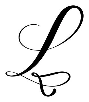Hand drawn vector calligraphy letter L with heart. Script capital font logo 스톡 일러스트