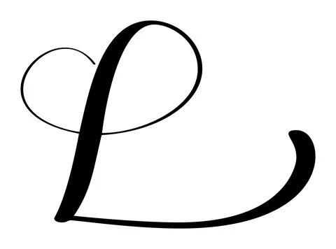 Hand drawn vector calligraphy letter L with heart. Script capital font logo Illustrazione stock