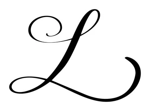 Hand drawn vector calligraphy letter L with heart. Script capital font logo Illustrazione stock