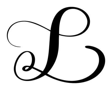 Hand drawn vector calligraphy letter L with heart. Script capital font logo Illustrazione stock