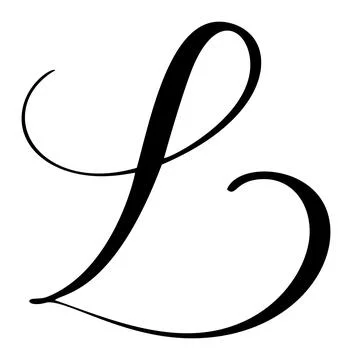 Hand drawn vector calligraphy letter L with heart. Script capital font logo Illustrazione stock