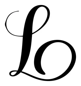 Hand drawn vector calligraphy letter L with heart. Script capital font logo Illustrazione stock