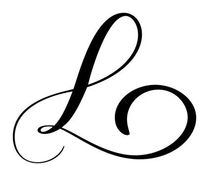 Hand drawn vector calligraphy letter L with heart. Script capital font logo Illustrazione stock