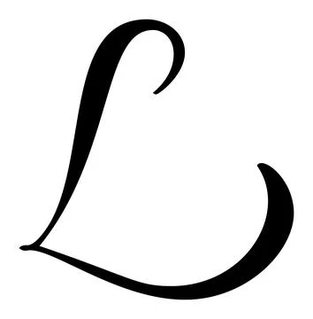 Hand drawn vector calligraphy letter L with heart. Script capital font logo Illustrazione stock