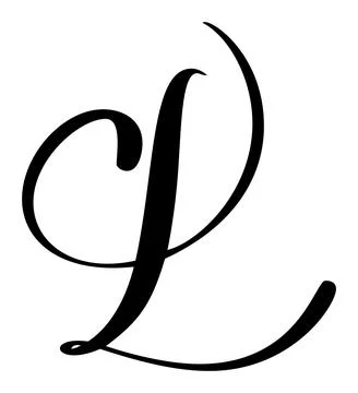 Hand drawn vector calligraphy letter L with heart. Script capital font logo Illustrazione stock