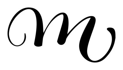 Hand drawn vector calligraphy letter M. Script capital font logo. brush flourish Illustrazione stock