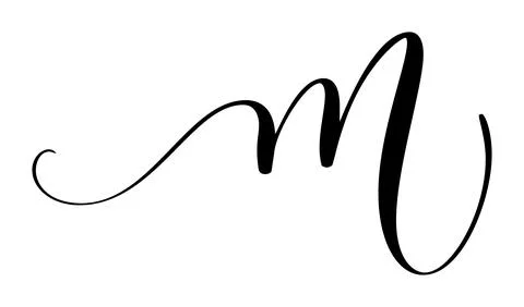 Hand drawn vector calligraphy letter M. Script capital font logo. style brush Illustrazione stock