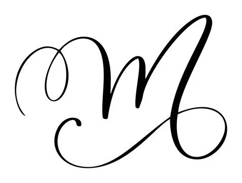 Hand drawn vector calligraphy letter M. Script capital font logo. flourish Stock Illustration