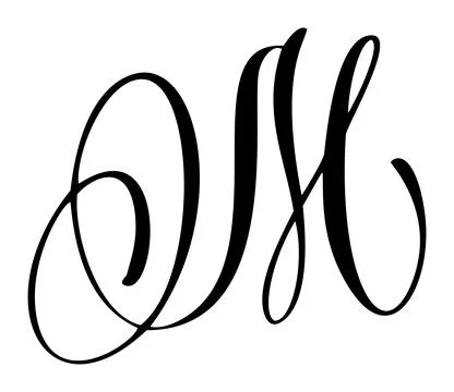 Hand drawn vector calligraphy letter M. Script capital font logo. brush Stock Illustration