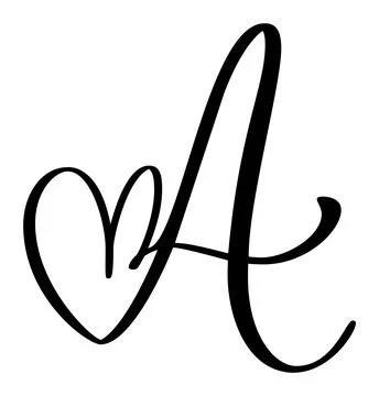 Hand drawn vector calligraphy love letter A. Script capital font logo Stock Illustration