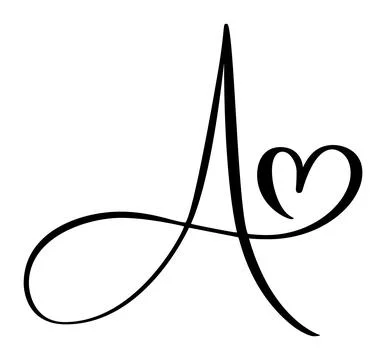 Hand drawn vector calligraphy love letter A. Script capital font logo Illustrazione stock
