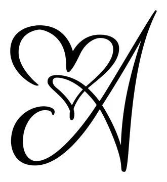 Hand drawn vector calligraphy love letter A. Script capital font logo Illustrazione stock