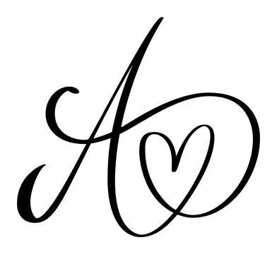 Hand drawn vector calligraphy love letter A. Script capital font logo イラスト素材