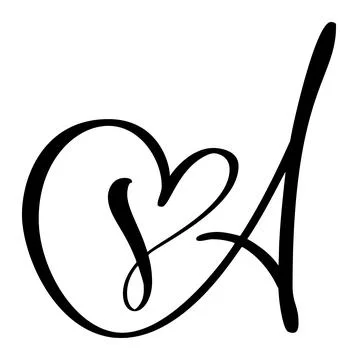Hand drawn vector calligraphy love letter A. Script capital font logo Stock Illustration